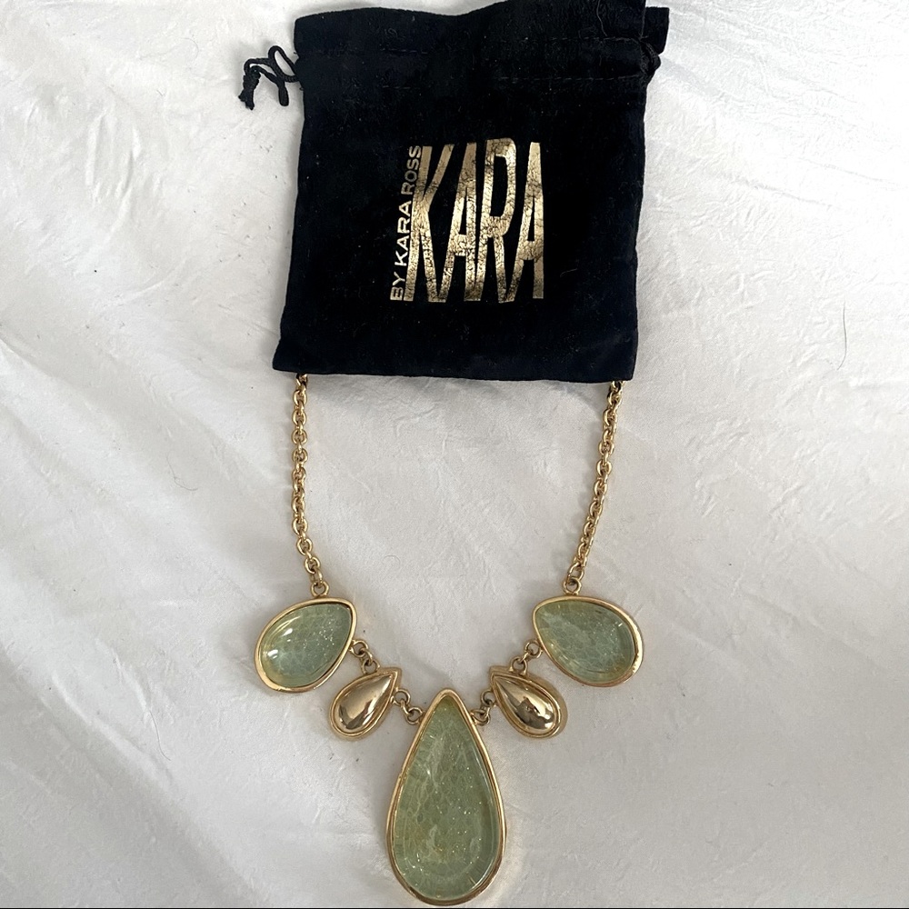 Kara Ross stunning statement necklace aqua snakeskin motif gold new never worn